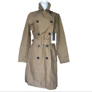 NWT Runway Lacoste  Linen Trench 42/10 Beige Navy